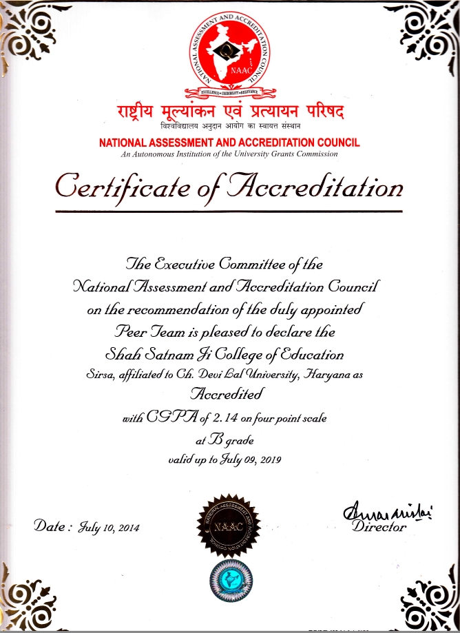 Certificate of accredition